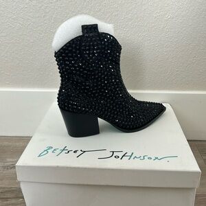 Betsy Johnson - the NEIL western bootie with all-over rhinestones.